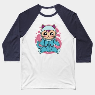 Astronaut Cat Kawaii Anime Kitten Wearing Space Suit Baseball T-Shirt